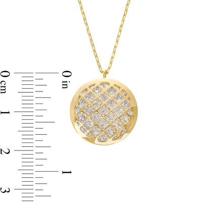 Diamond-Cut Lattice Circle Pendant in 14K Two-Tone Gold