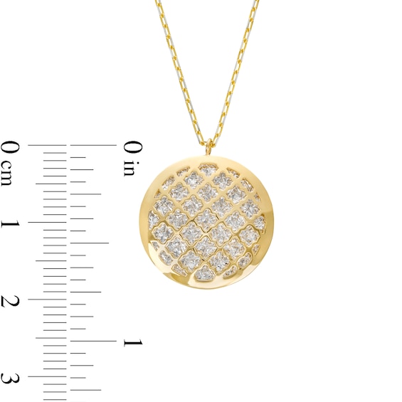 Diamond-Cut Lattice Circle Pendant in 14K Two-Tone Gold