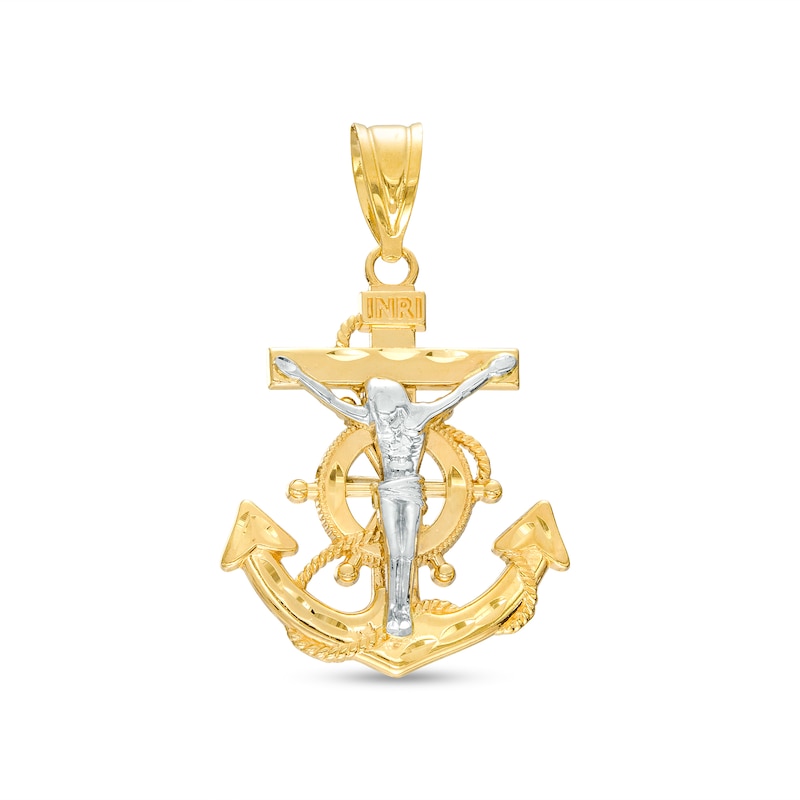 Mariner's Crucifix Necklace Charm in 14K Two-Tone Gold|Peoples Jewellers