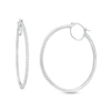 Thumbnail Image 0 of White Lab-Created Sapphire Hoop Earrings in Sterling Silver