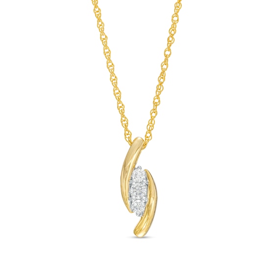 0.20 CT. T.W. Diamond Curved Three Stone Pendant in 10K Gold