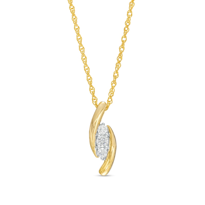 0.20 CT. T.W. Diamond Curved Three Stone Pendant in 10K Gold|Peoples Jewellers