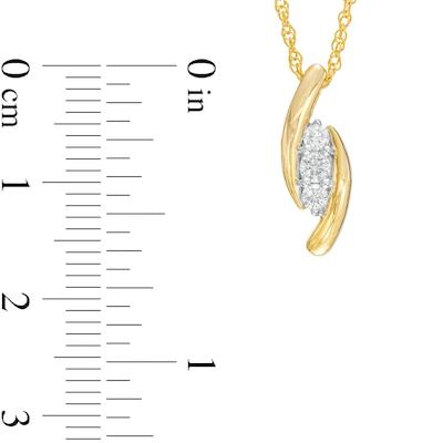 0.20 CT. T.W. Diamond Curved Three Stone Pendant in 10K Gold