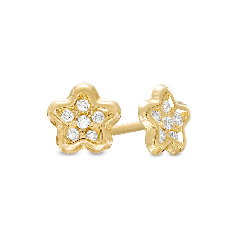Child's Cubic Zirconia Cluster Star Stud Earrings in 14K Gold|Peoples Jewellers