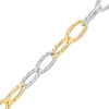 Thumbnail Image 0 of Italian Brilliance™ 6.5mm Alternating Diamond-Cut Paper Clip Link Chain Bracelet in Hollow 14K Two-Tone Gold – 7.5"