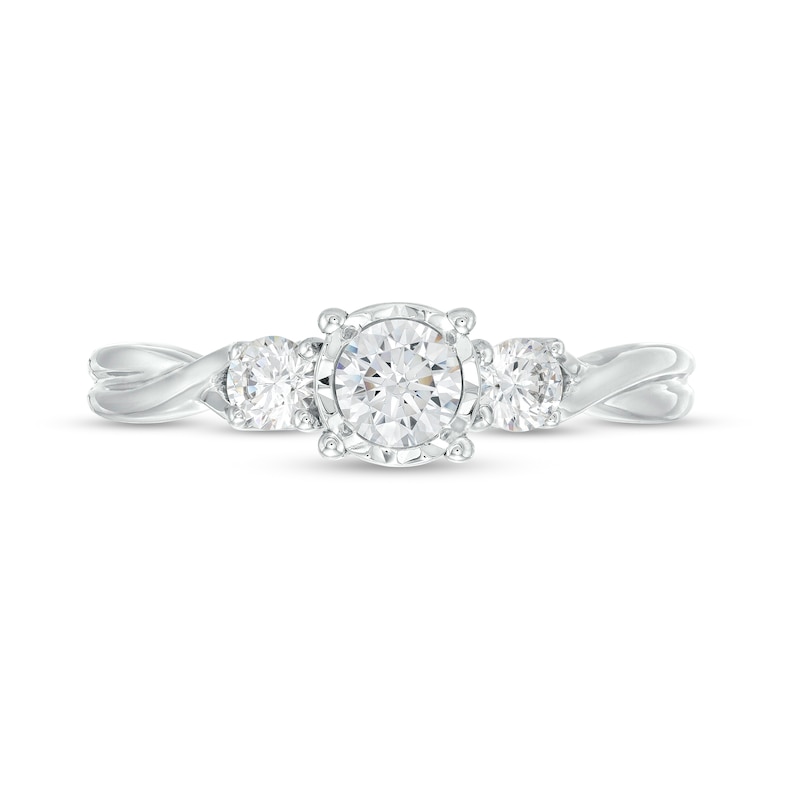 0.50 CT. T.W. Diamond Past Present Future® Twist Shank Engagement Ring in 10K Gold|Peoples Jewellers