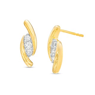 0.25 CT. T.W. Diamond Curved Three Stone Drop Earrings in 10K Gold