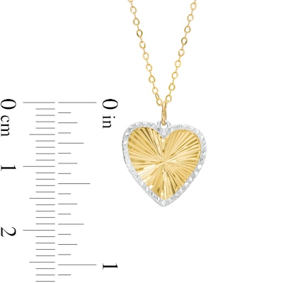 Diamond-Cut Heart Pendant in 14K Two-Tone Gold