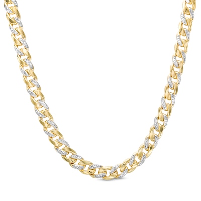 Diamond-Cut 7.8mm Cuban Curb Chain Necklace in Hollow 14K Two-Tone Gold – 20"