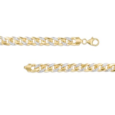 Diamond-Cut 7.8mm Cuban Curb Chain Necklace in Hollow 14K Two-Tone Gold – 20"