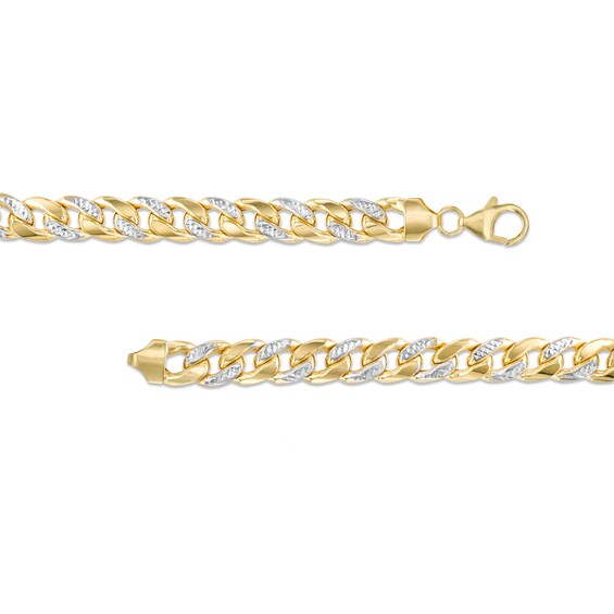 Diamond-Cut 7.8mm Cuban Curb Chain Necklace in Hollow 14K Two-Tone Gold – 20"