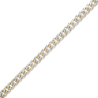 Oro Diamante™ Diamond-Cut 4.5mm Cuban Curb Chain Bracelet in Hollow 14K Two-Tone Gold – 7.5"