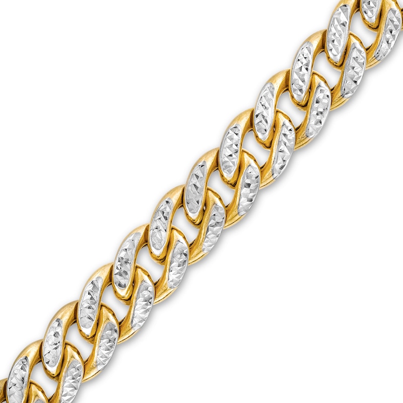 Oro Diamante™ Diamond-Cut 10.0mm Cuban Curb Chain Bracelet in Hollow 14K Two-Tone Gold – 8.75"|Peoples Jewellers
