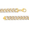 Thumbnail Image 2 of Oro Diamante™ Diamond-Cut 10.0mm Cuban Curb Chain Bracelet in Hollow 14K Two-Tone Gold – 8.75"