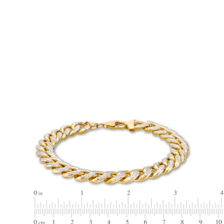 Oro Diamante™ Diamond-Cut 10.0mm Cuban Curb Chain Bracelet in Hollow 14K Two-Tone Gold – 8.75"