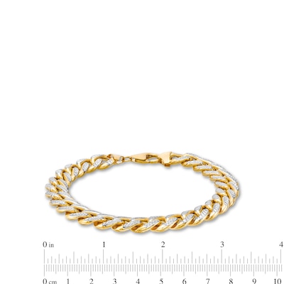 Oro Diamante™ Diamond-Cut 10.0mm Cuban Curb Chain Bracelet in Hollow 14K Two-Tone Gold – 8.75"