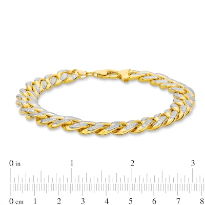 Oro Diamante™ Diamond-Cut 10.0mm Cuban Curb Chain Bracelet in Hollow 14K Two-Tone Gold – 8.75"