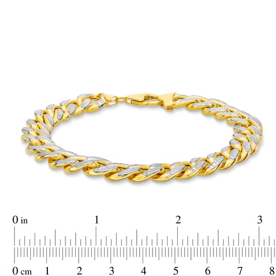 Oro Diamante™ Diamond-Cut 10.0mm Cuban Curb Chain Bracelet in Hollow 14K Two-Tone Gold – 8.75"