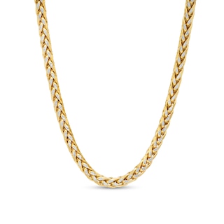 Diamond-Cut 4.5mm Wheat Chain Necklace in Hollow 14K Two-Tone Gold – 22"