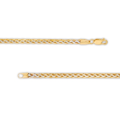 Diamond-Cut 4.5mm Wheat Chain Necklace in Hollow 14K Two-Tone Gold – 22"