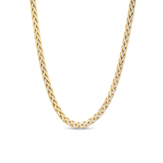 Diamond-Cut 3.5mm Wheat Chain Necklace in Hollow 14K Two-Tone Gold