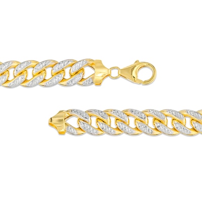 Oro Diamante™ Diamond-Cut 10.0mm Cuban Curb Chain Necklace in Hollow 14K Two-Tone Gold – 22"