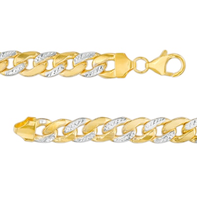 Diamond-Cut 7.8mm Cuban Curb Chain Bracelet in Hollow 14K Two-Tone Gold – 8.5"