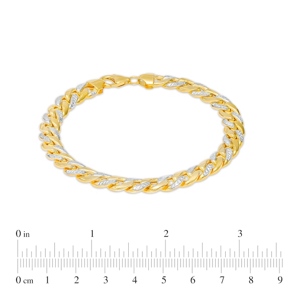 Diamond-Cut 7.8mm Cuban Curb Chain Bracelet in Hollow 14K Two-Tone Gold – 8.5"