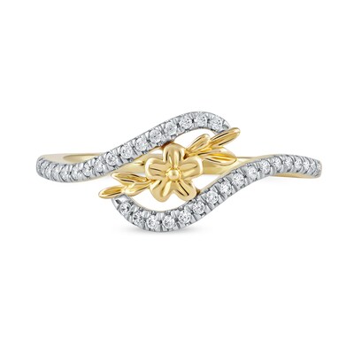 0.15 CT. T.W. Diamond Flower Curved Bypass Ring in 10K Gold