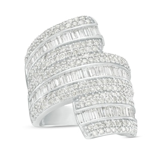 3.00 CT. T.W. Diamond Bypass Multi-Row Ring in 10K White Gold