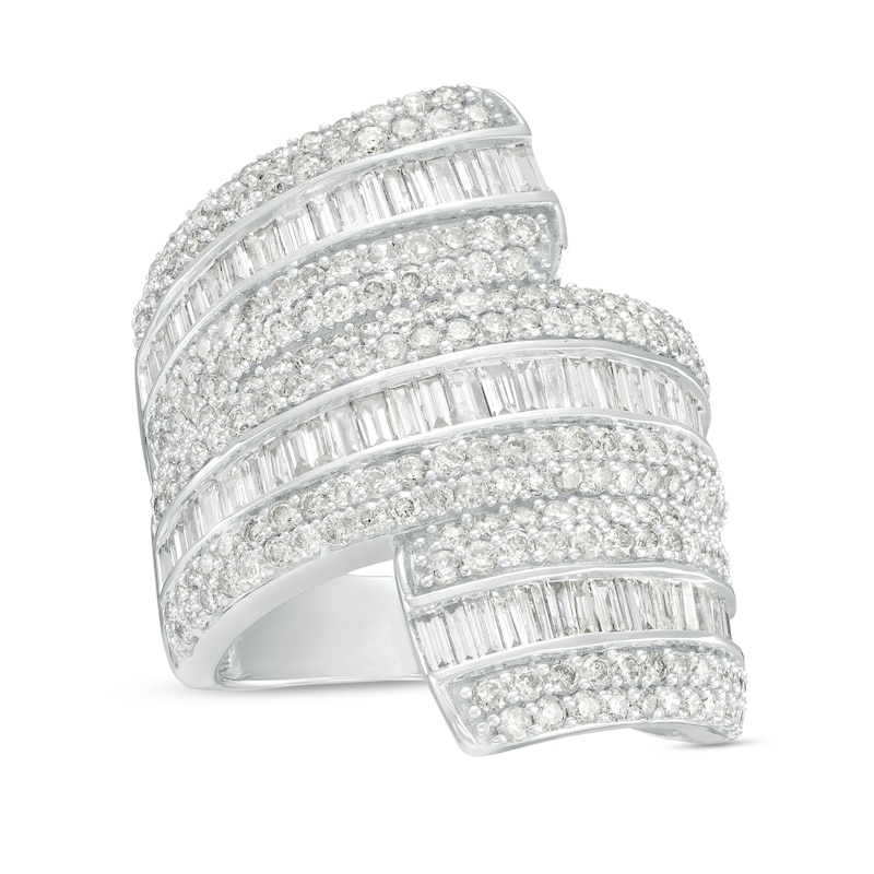 3.00 CT. T.W. Diamond Bypass Multi-Row Ring in 10K White Gold|Peoples Jewellers