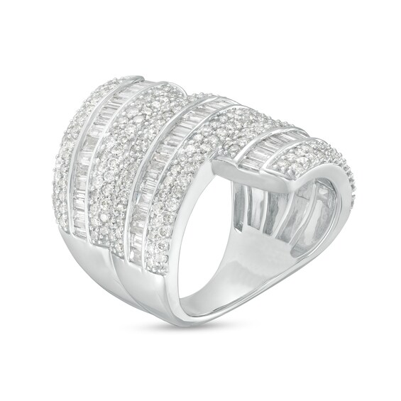 3.00 CT. T.W. Diamond Bypass Multi-Row Ring in 10K White Gold