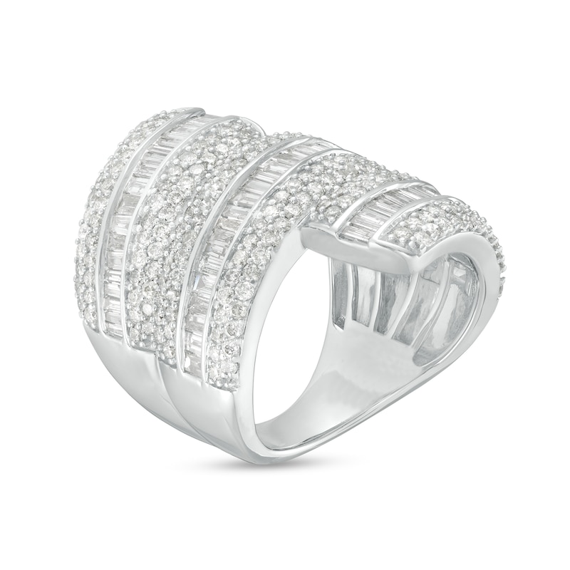 3.00 CT. T.W. Diamond Bypass Multi-Row Ring in 10K White Gold | Peoples ...