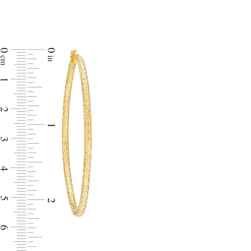 55.0mm Diamond-Cut Glitter Tube Hoop Earrings in 14K Gold