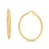 Thumbnail Image 0 of 35.0mm Diamond-Cut Glitter Tube Hoop Earrings in 14K Gold