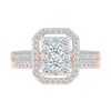 0.95 CT. T.W. Octagonal-Shaped Multi-Diamond Frame Bridal Set in 10K Rose Gold