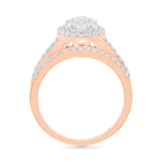 0.96 CT. T.W. Oval-Shaped Multi-Diamond Frame Bridal Set in 10K Rose Gold