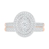 0.95 CT. T.W. Oval-Shaped Multi-Diamond Double Frame Bridal Set in 10K Rose Gold