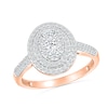 0.95 CT. T.W. Oval-Shaped Multi-Diamond Double Frame Bridal Set in 10K Rose Gold