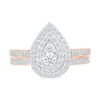 0.95 CT. T.W. Pear-Shaped Multi-Diamond Double Frame Bridal Set in 10K Rose Gold