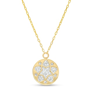 Diamond-Cut Circle with Star Pendant in 14K Two-Tone Gold