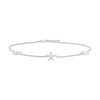 0.06 CT. T.W. Diamond Star Station Anklet in Sterling Silver – 10"