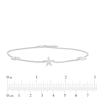 0.06 CT. T.W. Diamond Star Station Anklet in Sterling Silver – 10"