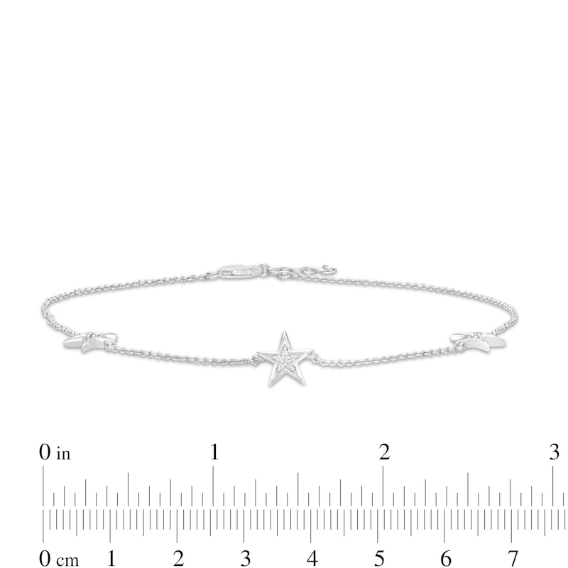 0.06 CT. T.W. Diamond Star Station Anklet in Sterling Silver – 10"