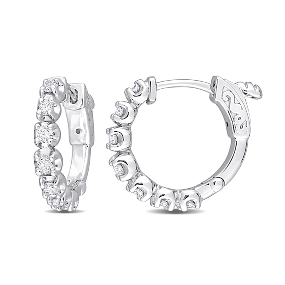 CT. T.W. Diamond Hoop Earrings in 14K White Gold