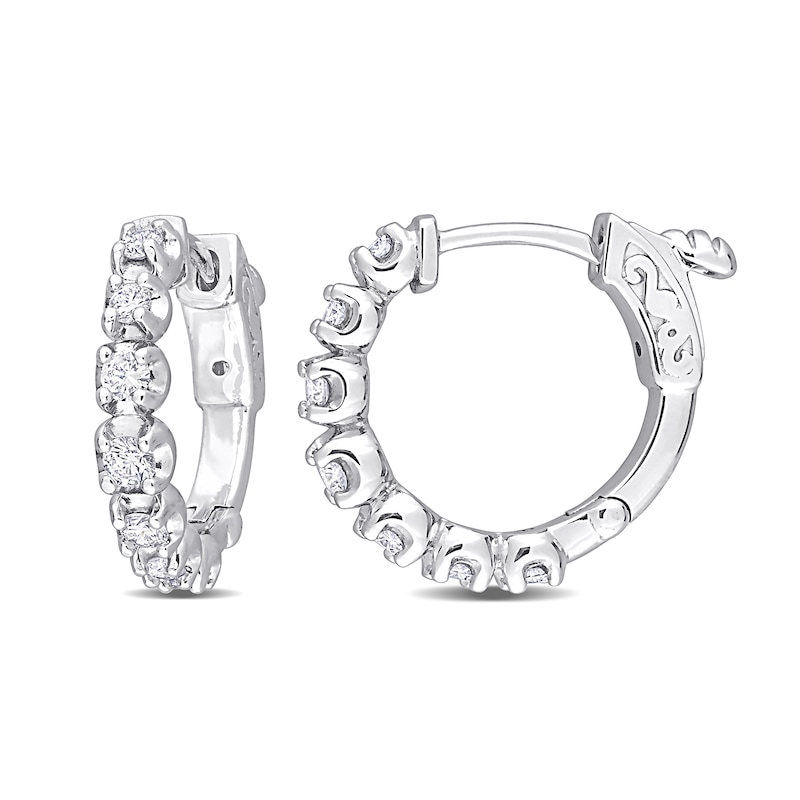CT. T.W. Diamond Hoop Earrings in 14K White Gold|Peoples Jewellers