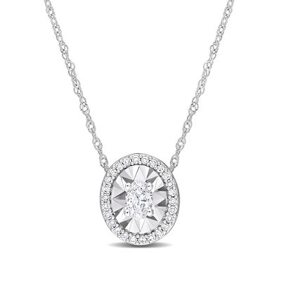 0.25 CT. T.W. Oval Diamond Frame Pendant in 14K White Gold - 17"