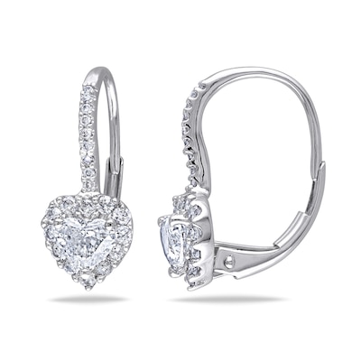 1.00 CT. T.W. Heart-Shaped Diamond Frame Drop Earrings in 14K White Gold