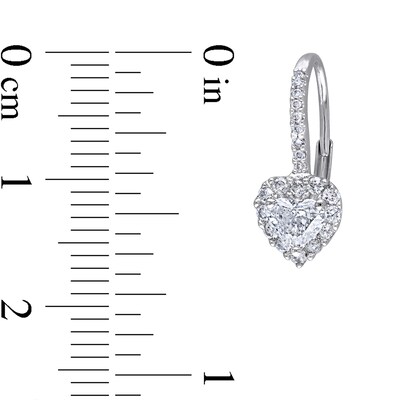 1.00 CT. T.W. Heart-Shaped Diamond Frame Drop Earrings in 14K White Gold