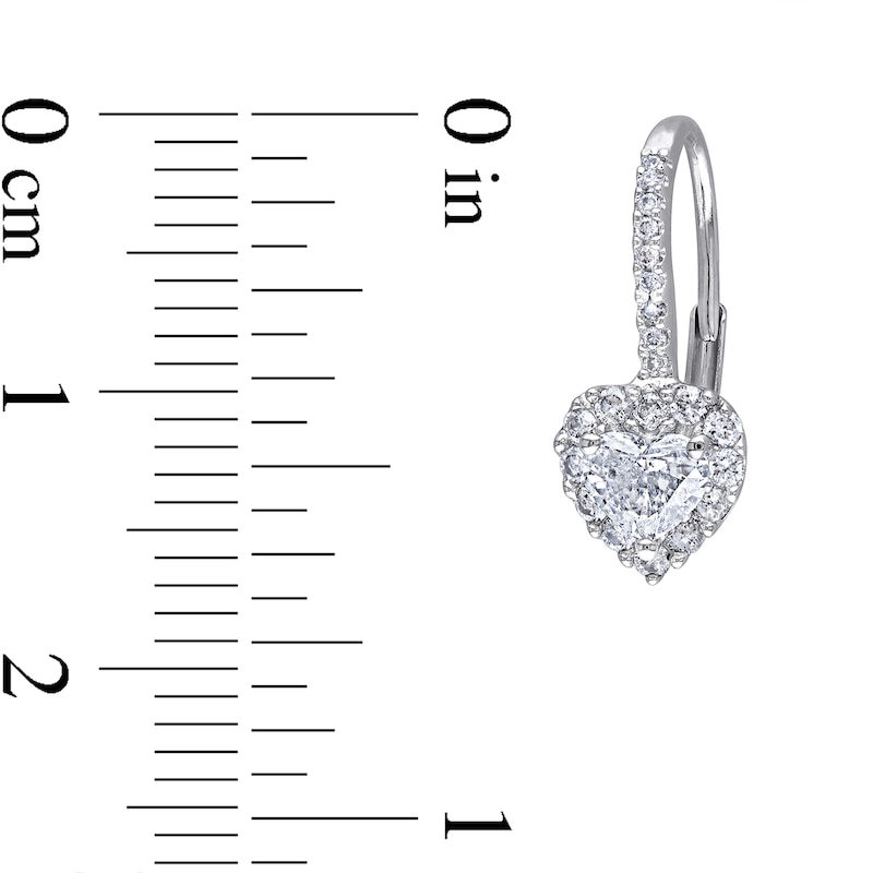 1.00 CT. T.W. Heart-Shaped Diamond Frame Drop Earrings in 14K White Gold